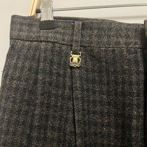 Vintage Black and Brown Tweed Trousers with Gold Accent